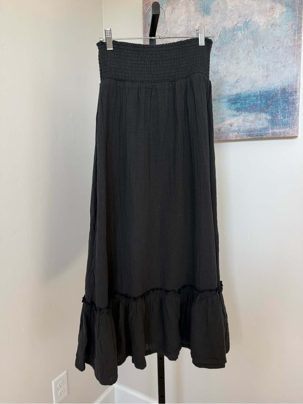 Quince Black Maxi Skirt with Smocked Waist - Picture 3 of 6